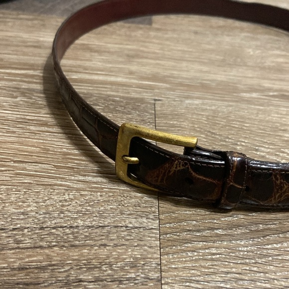 Brighton Brown and Gold Leather Belt Classic Accessory - Picture 2 of 8